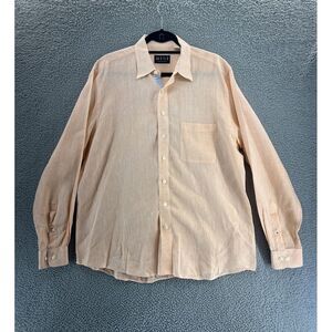 MINE 100% Linen Long Sleeve Button Up Shirt Men's Large Beach Lounge Relaxed